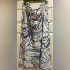 A new day blue and white ruched skirt